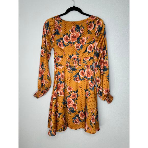 FREE PEOPLE Morning Light Floral Retro Printed Long Sleeve Mini Dress Size 0 - Picture 8 of 11